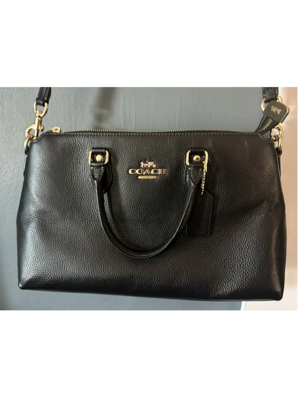 Women's Coach Black Leather Satchel Handbag